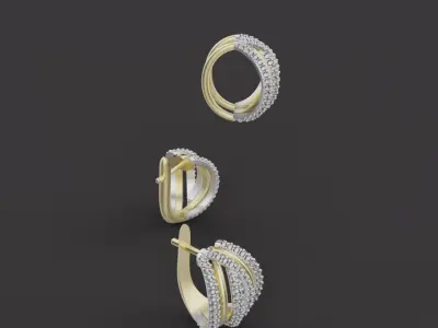 Ring and Earrings set 30174 3D print model