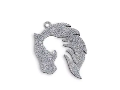 Diamond Lion Head with Woman Silhouette  Luxury 3D Pendant Model 3D print model