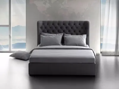 Loren bed with tufted headboard 3D model
