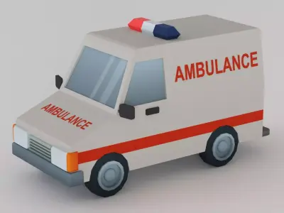 Cartoon Low Poly Car 06 - Ambulance Low-poly 3D model