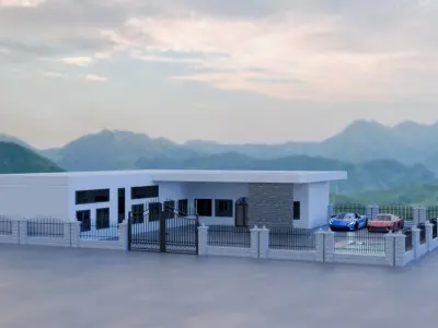 Modern villa with swimming pool 3D model