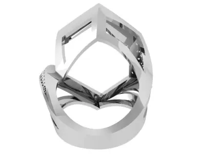 Hexagon Diamond Unique Ring 3962 3D print model
