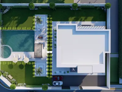 SKP and LUMION- Modern Villa with landscape  3D model