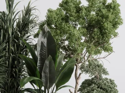 indoor plant 557 pot plant tree metal and marble dirt vase 3D model