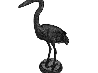 Golden Heron Bird Statue Decoration Low-poly 3D model