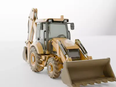 Backhoe Loader Construction Excavation Vehicle 3D model