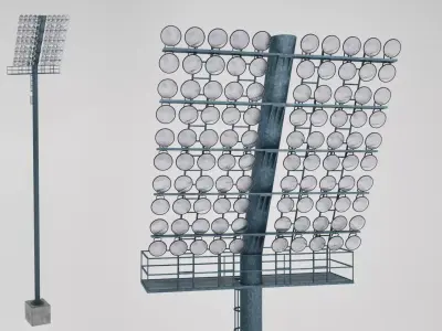 Stadium light rounded large 3D model
