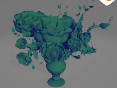 Roses in a vase 3D model