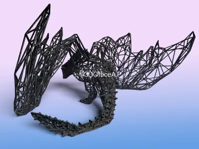 DRAGON FLAT - RESIN PRINT - WIRE ART Free 3D print model