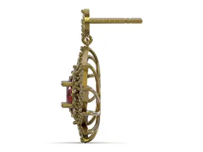 Luxury jewelry gemstone STL 3D earring model je0151 3D print model