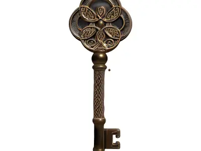 Ornate Antique Skeleton Key Low-poly 3D model