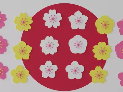 Cartoon Cherry Blossom Flower Sakura 1 3D model