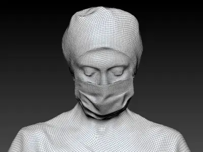 Surgical female doctor working 210 Low-poly 3D model