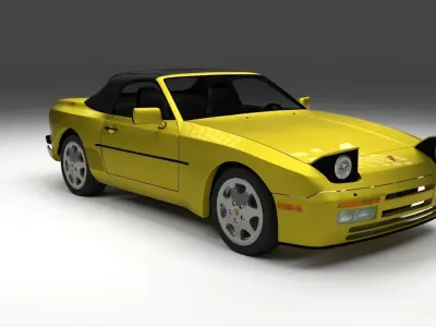 Porsche 944 Cabriolet with interior 3D model
