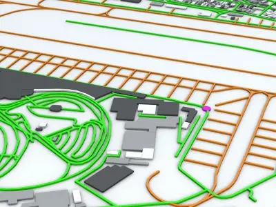 Sao Paulo Conghonas CGH Airport Roads Buildings and Public Trans 3D model