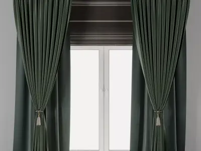 Green Curtains with Roman blinds collections 017 HBH Low-poly 3D model