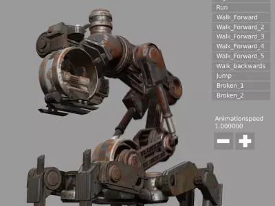 Blender Game Engine Mech Neck Walker Free low-poly 3D model