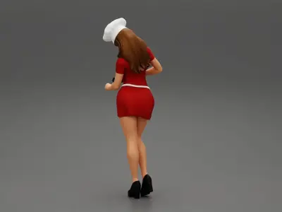 sexy woman chef cutting with knife 3D print model
