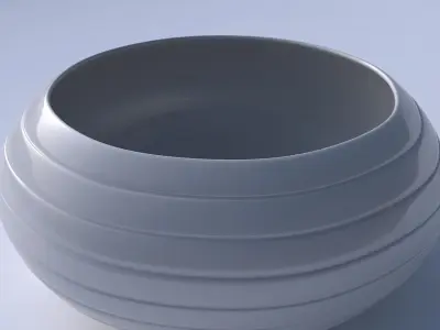 Bowl spheric squeezed wide with smooth horizontal dents 3D print model