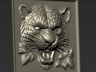 Angry Leopard Head A70 3D print model