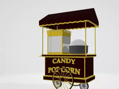 Candy and Candy Popcorn Stand Car Low-poly 3D model