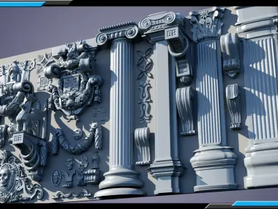 Building Ornaments Wall Decorations Low-poly 3D model