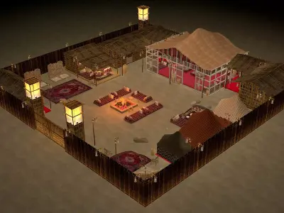 traditional arabic desert safari camp  3D model
