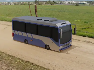 Low poly bus cartoon Low-poly 3D model