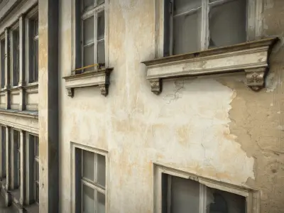 Facade Of A Tenement House With A Steel Gate 3D model