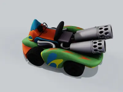 Green kart Low-poly 3D model