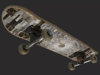 Narly Used Skateboard - Photo-realistic Low-poly 3D model