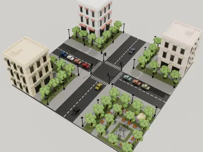 Low Poly Assets - Urban Neighborhood Low-poly 3D model