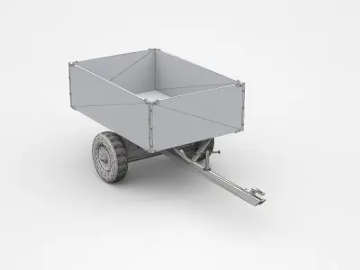 Industrial Trailer On Wheels 3D model