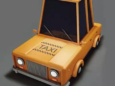 Low Poly Taxi car Low-poly 3D model