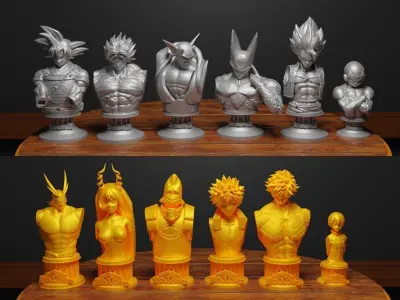 Anime Figure Chess Set Anime Character Chess Pieces V3 3D print model