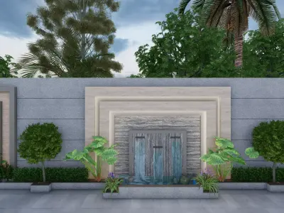 Fountain Wall Low-poly 3D model