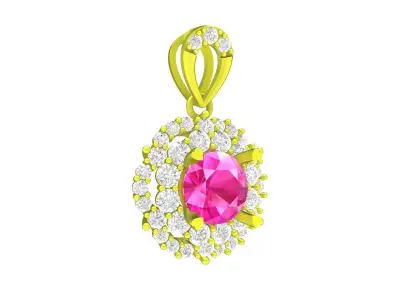 A4635 Fashion Halo Diamond Women Pendant 3D Model 3D print model