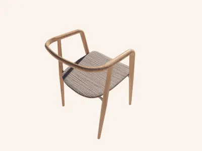 Scandinavian Dining Chair - Minimalist -  Modern - Wood - Fabric 3D model