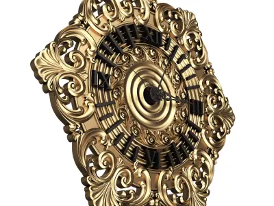 Classic Wall Clock 07 Gold Low-poly 3D model