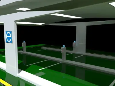 Electric Vehicle Car Charging Station Complex 3D model