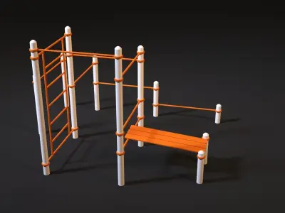 Workout 8 orange playground set 3D model