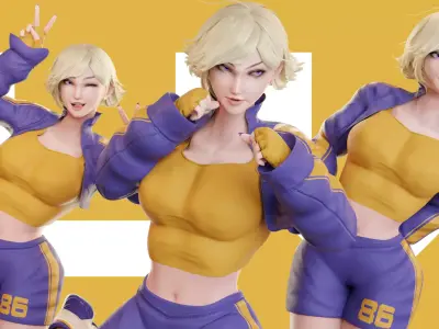 Stylized Female Fighting Character - Liv Low-poly 3D model