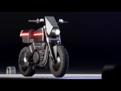 RETRO CYBERPUNK MOTORCYCLE GAMEREADY Low-poly 3D model