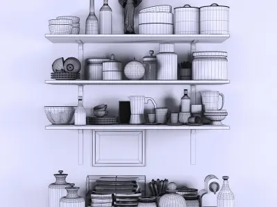 Set-142 kitchen shelf 3D model