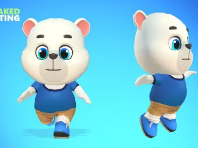 Polar Bear Animated Rigged Low-poly 3D model