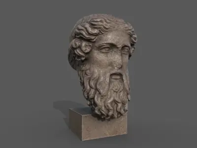 head of Dionysus  Low-poly 3D model