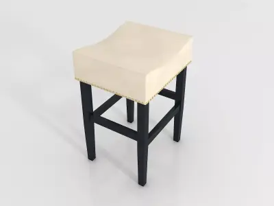Chantal Leather Counter Stools - Ivory 3D model