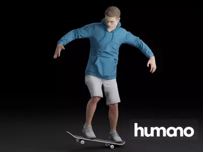 Humano Skateboarding Man 0811 3D model