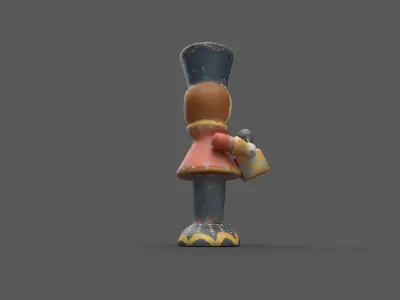 Vintage Wood Christmas Toy Soldier Low-poly 3D model