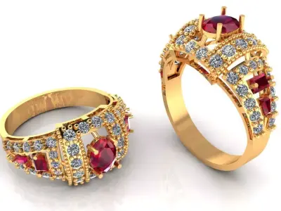 Women Ring 76 simple oval cut diamond ring for women 3D print model